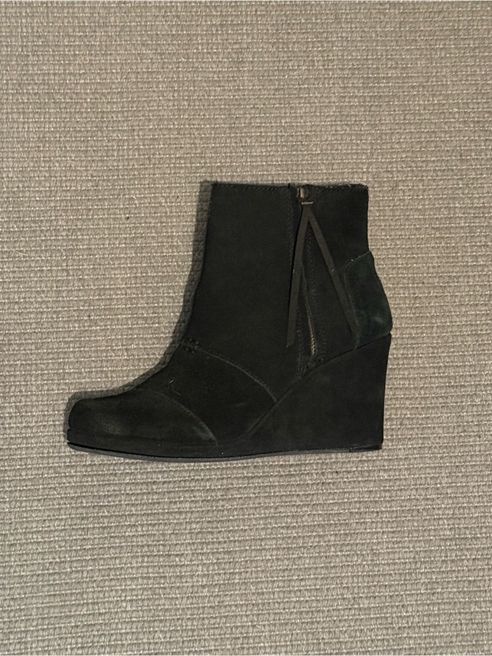 Toms Black Suede Wedge Ankle Boot